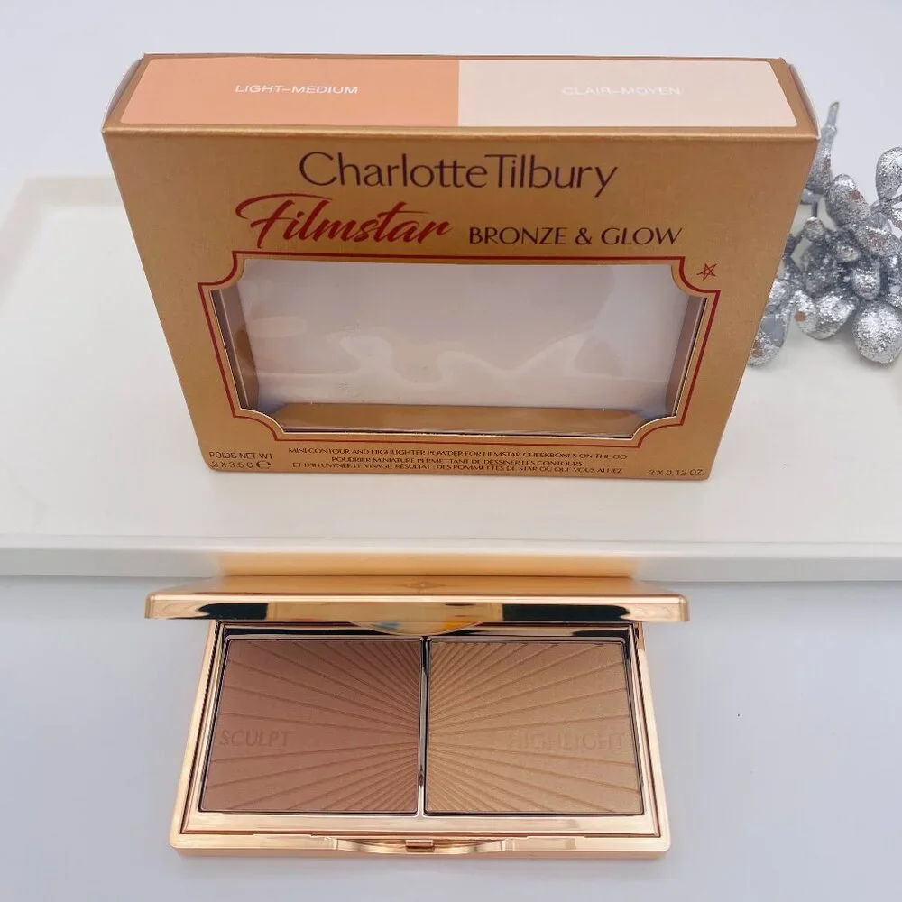 Charlotte Tilbury Beauty Set-Brush & Filmstar Bronze Glow Palette-2pc-BOXED-NEW